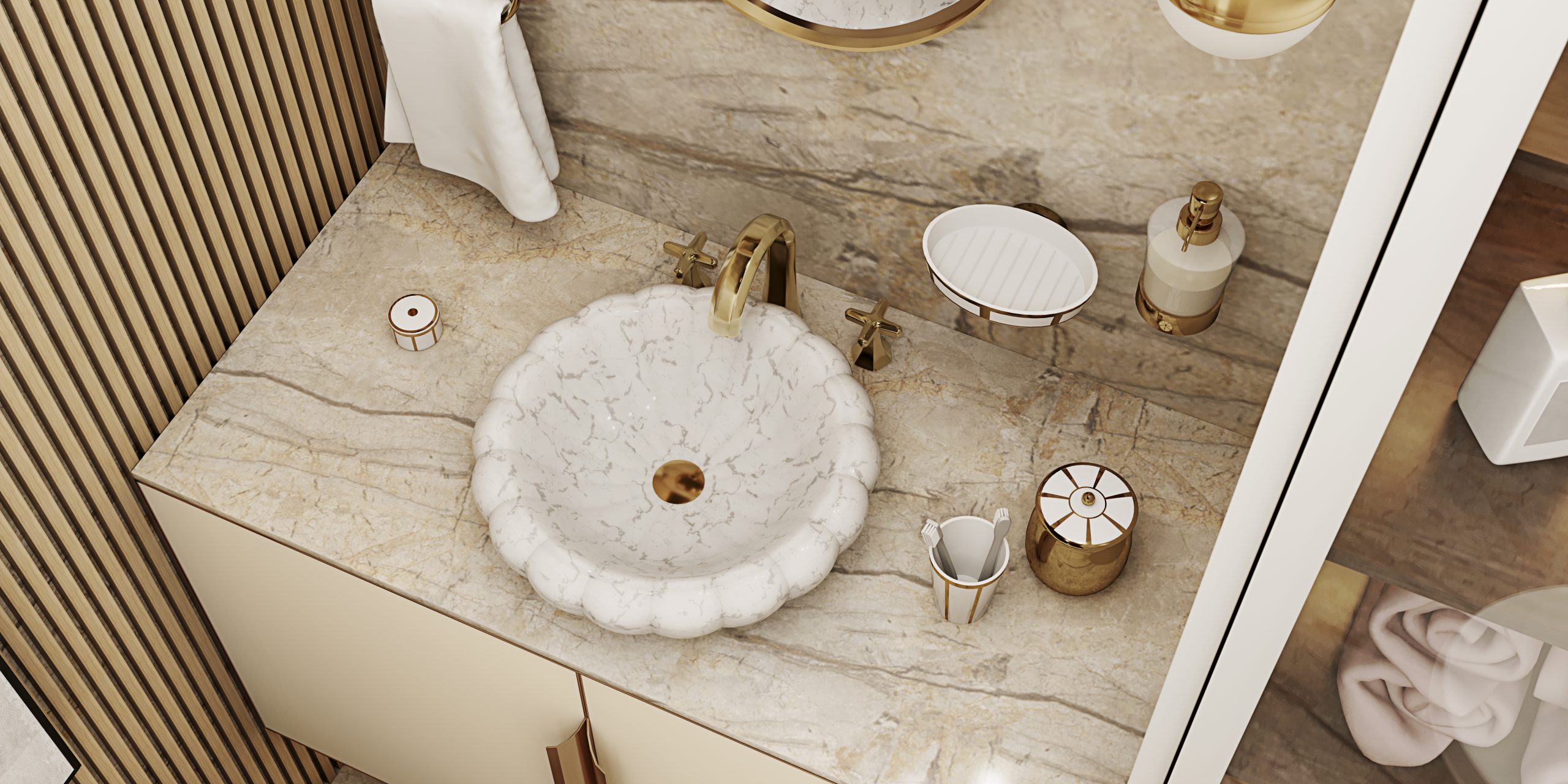 Neutral bathroom with elegant washbasin