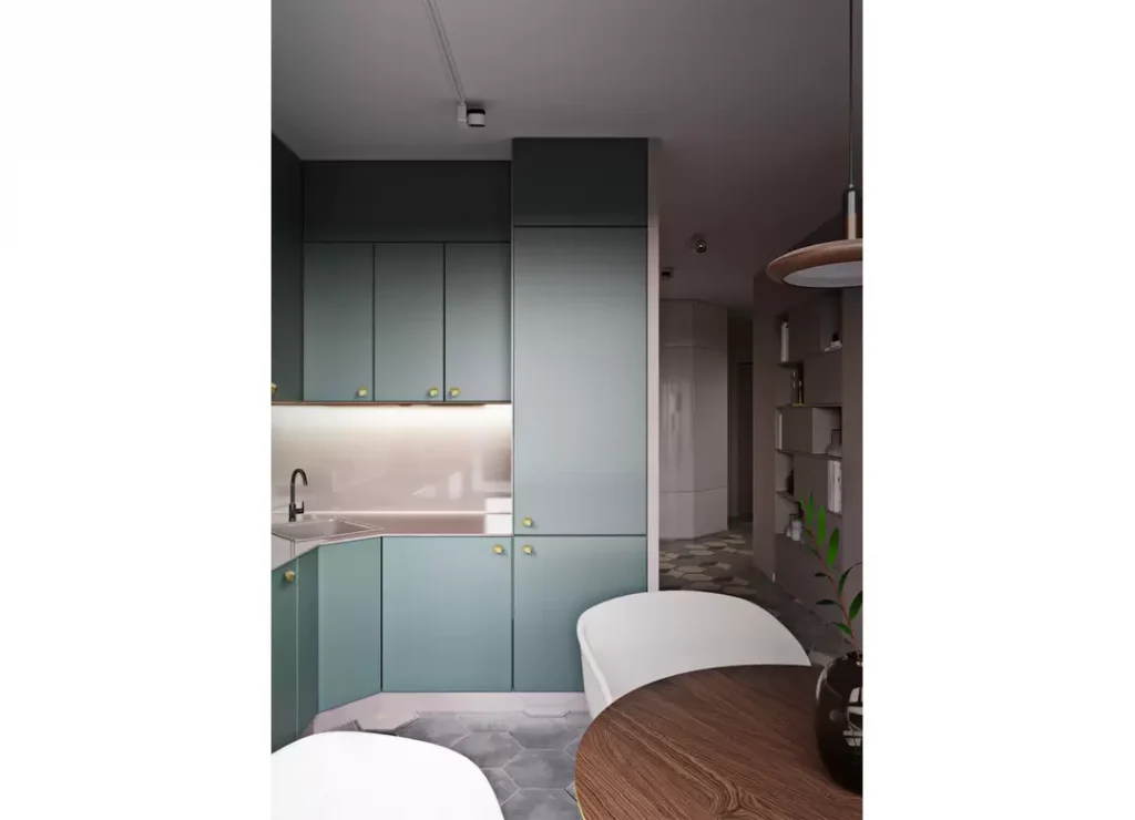 Sober moder kitchen with Karat Drawer Handles